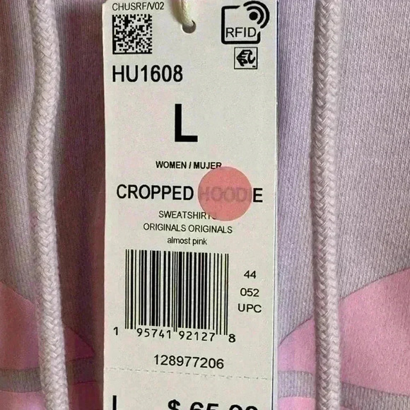 NWT- Adidas Pink Crop Hoodie Top ( size Large) - Picture 5 of 5